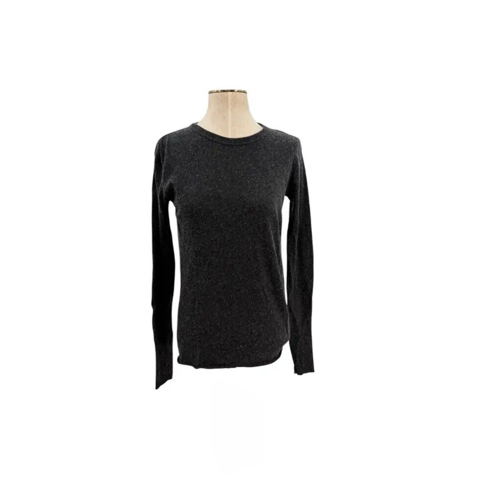 Enza Costa Sz S Cashmere Classic Long Sleeve Crew in Charcoal Quiet Luxury